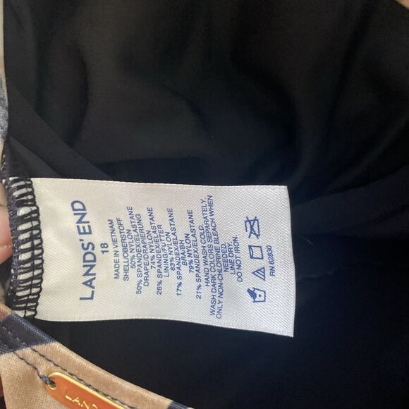 Lands End Womens Black Brown Beige Size Ten Draped Front  One Piece Swimsuit 18 - Picture 6 of 8